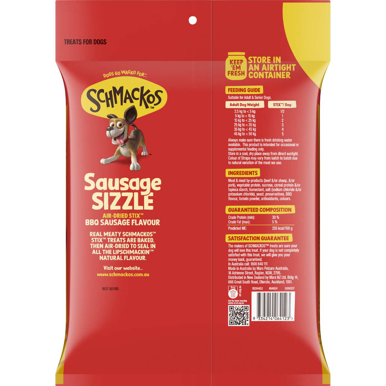 image SCHMACKOS%20Adult%20Dog%20Treats%20Sausage%20Sizzle%20STIX%20BBQ%20Sausage%20Flavour%201kg-2-Photoroom_0